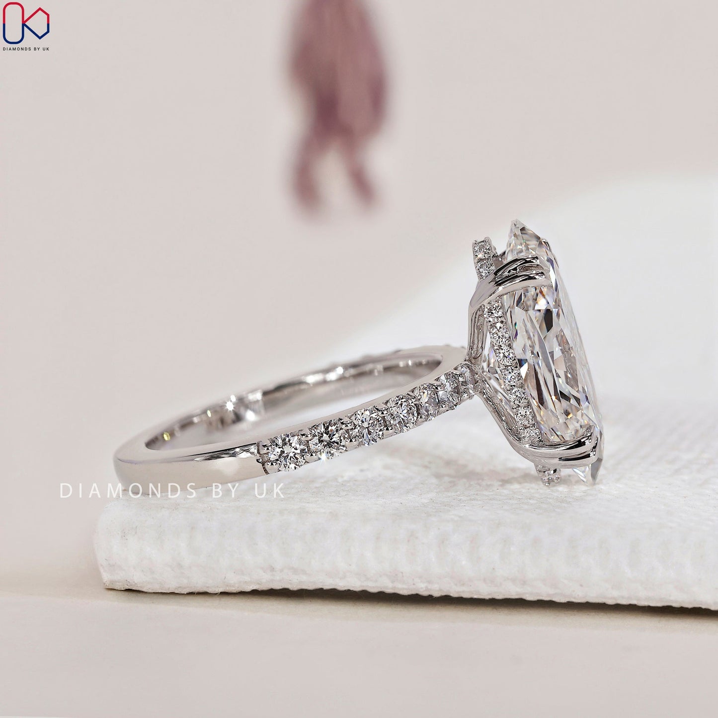 Dutch Marquise Engagement Ring - Hidden Halo