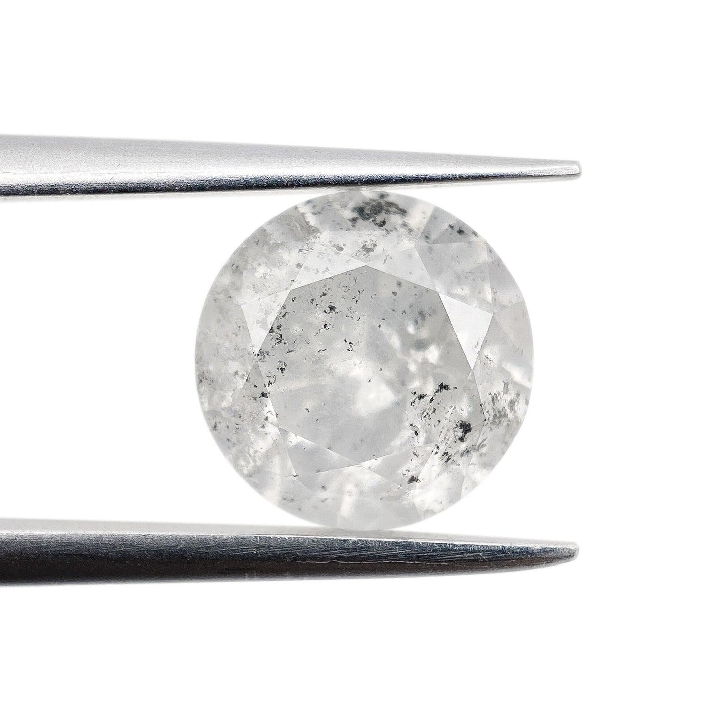 2.47ct | Salt & Pepper Round Shape Brilliant Cut Diamond