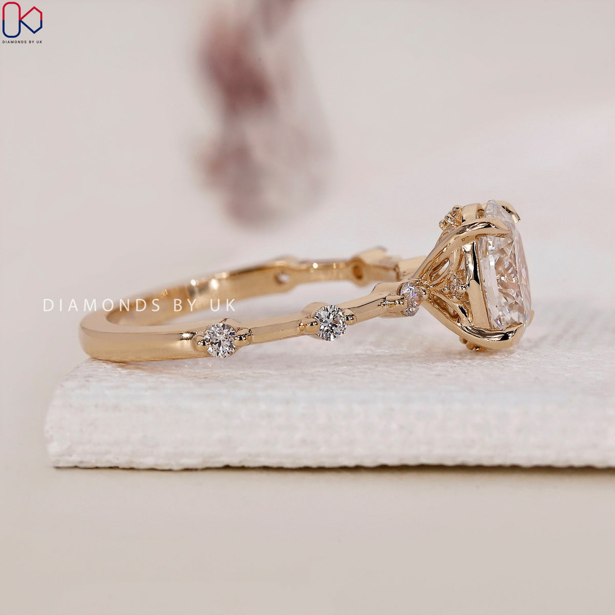 Oval Cut Diamond Ring - Distance Pave