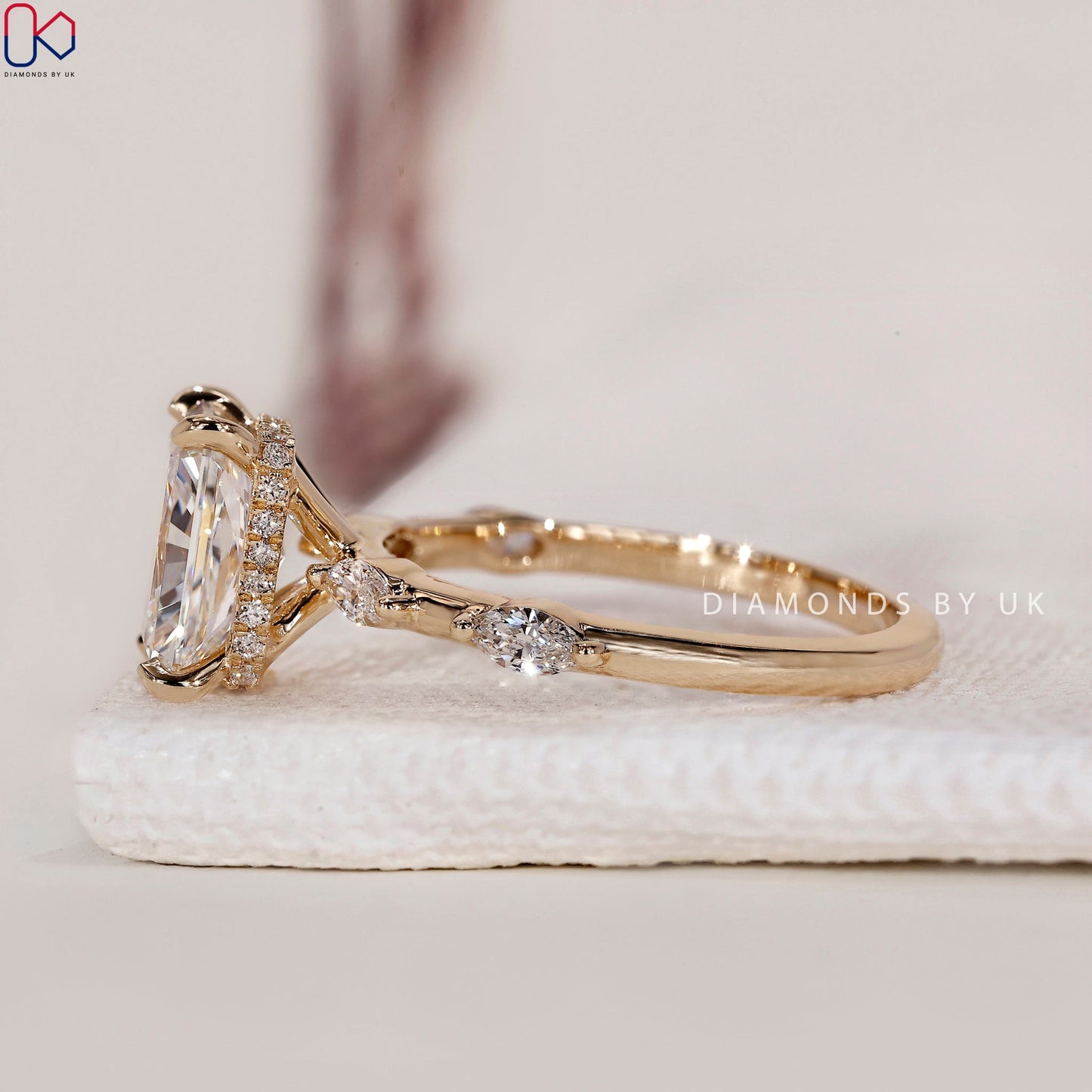 Radiant Cut Engagement Ring - Hidden Halo