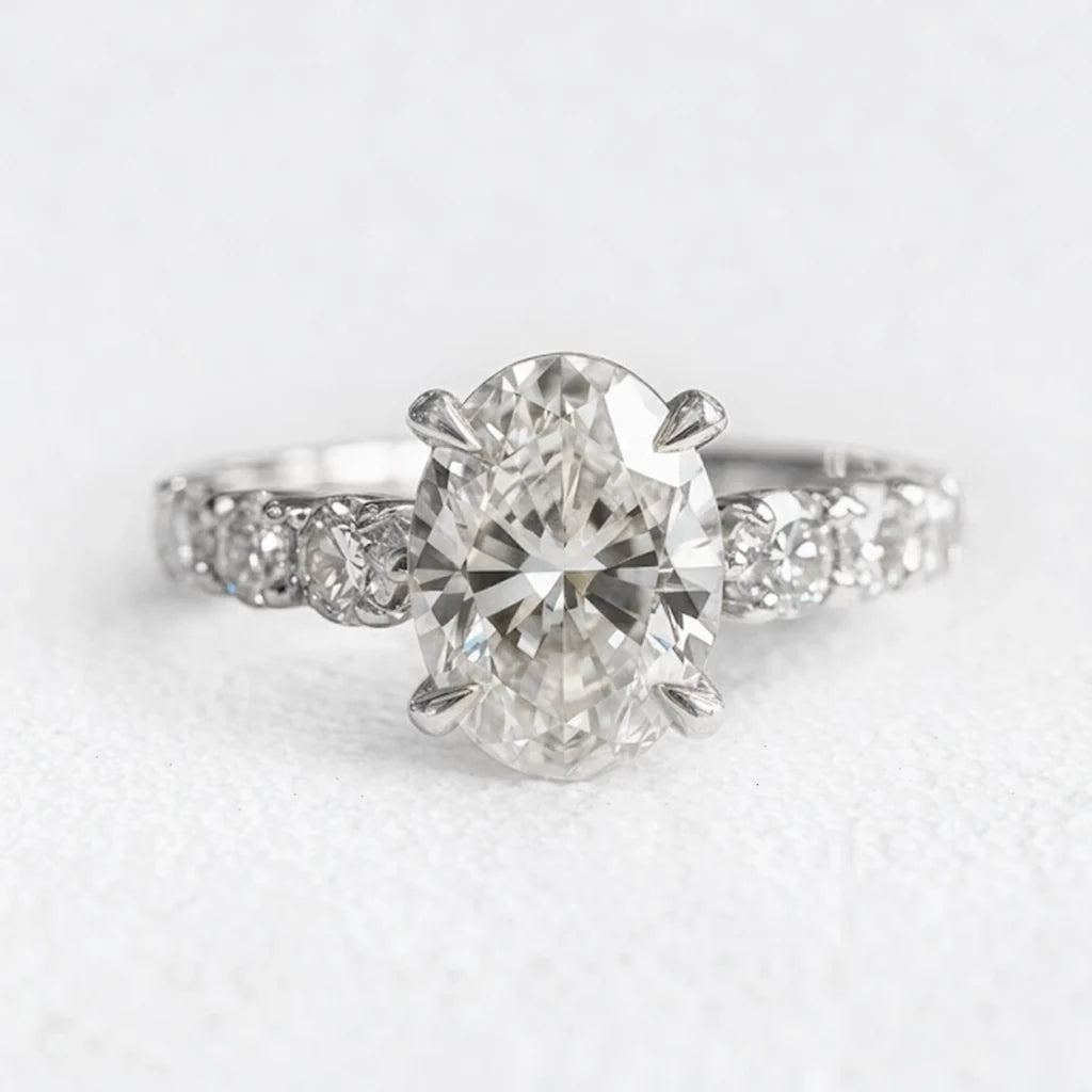 Astra’s Promise | 3CT Oval Diamond Pavé Solitaire Engagement Ring