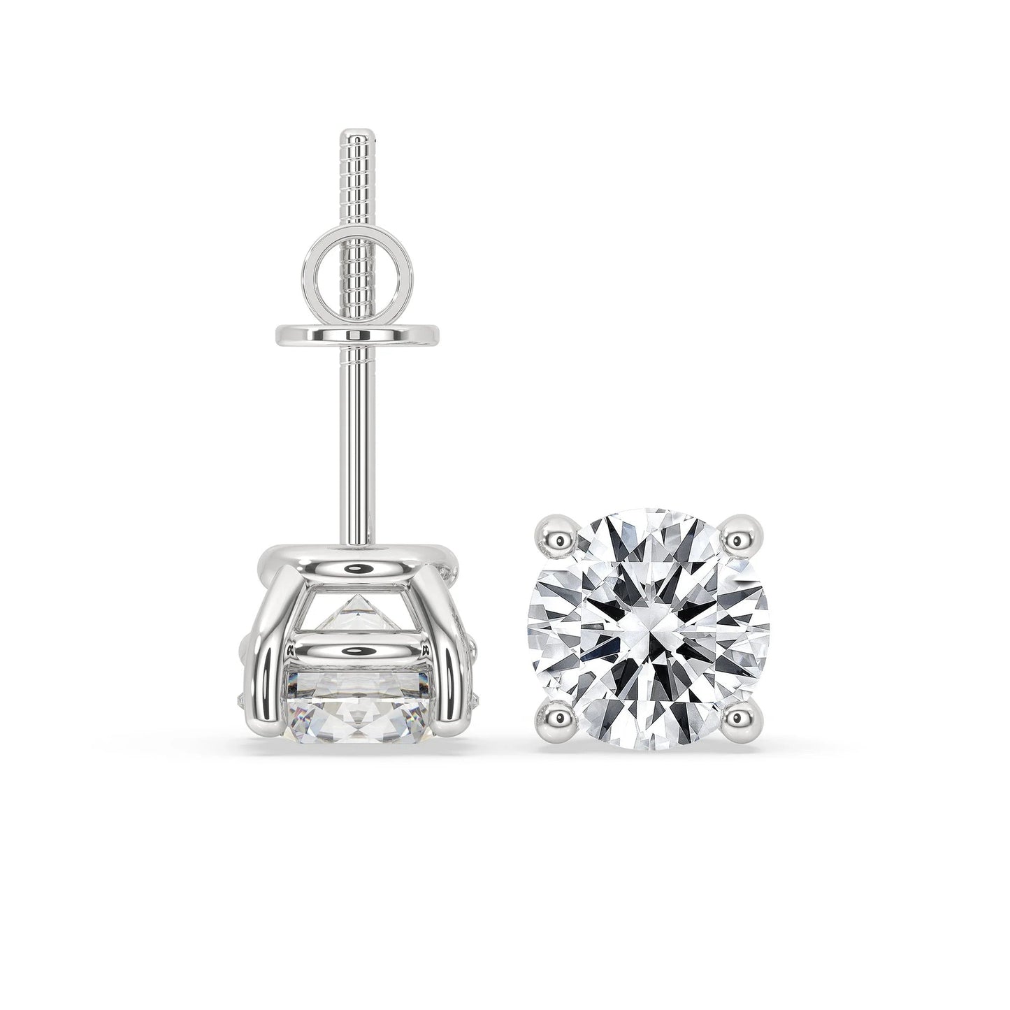 925 Silver Earrings - 5 MM Round Moissanite