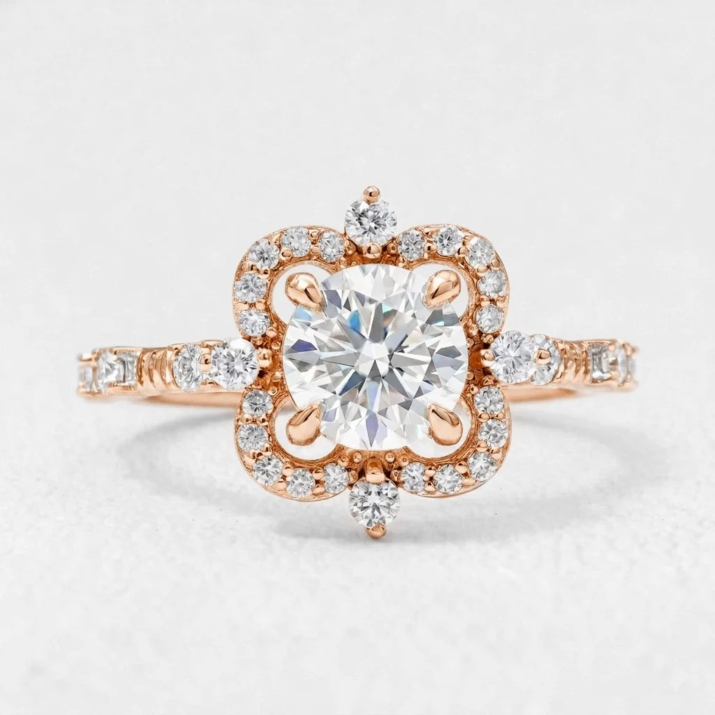 Luna’s Float | 2CT Round Art Diamond Floating Halo Gold Ring