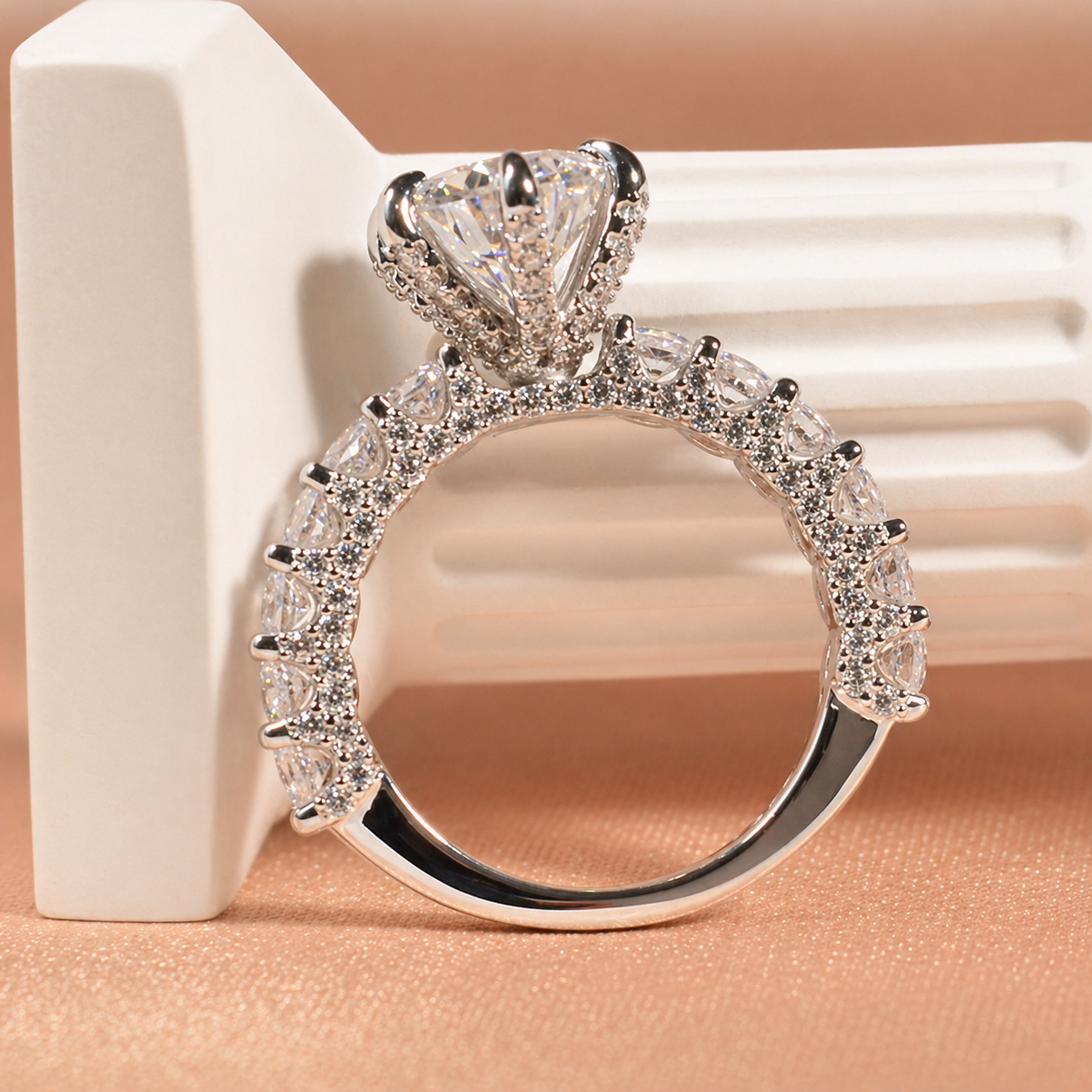 Gorgeous Pave Round Cut 3.0ct Engagement Ring In Sterling Silver