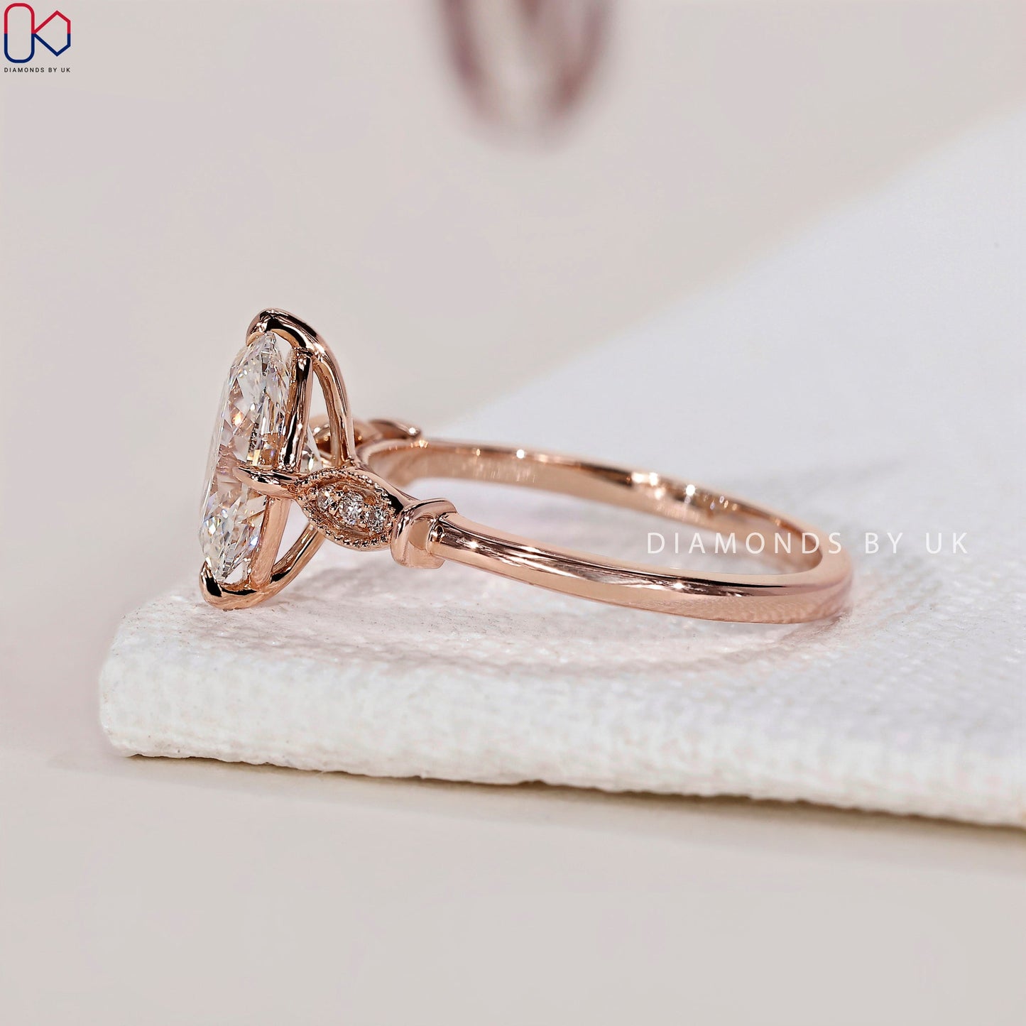 Oval Diamond Engagement Ring – Milgrain Design