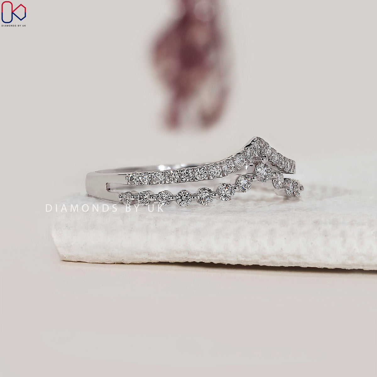 Round Cut Double Row Diamond Band