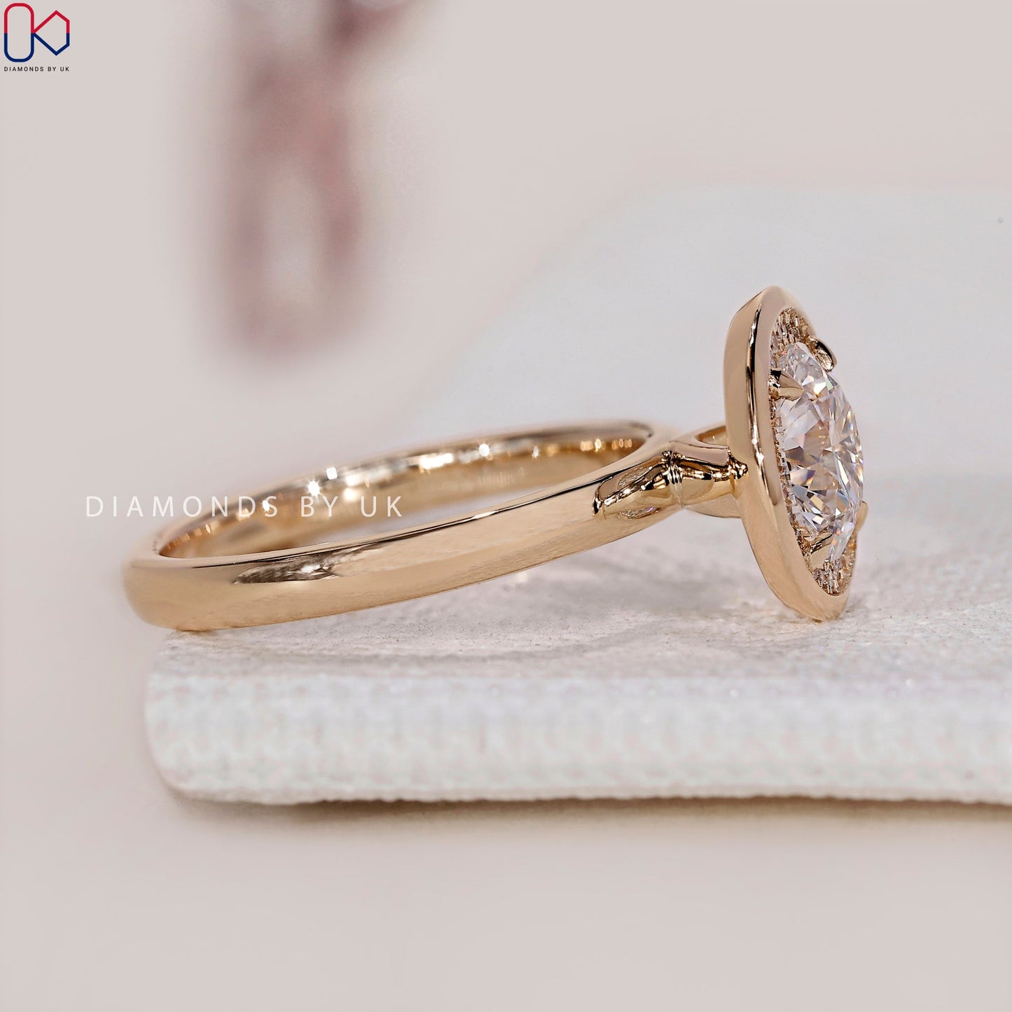 Bezel Set Diamond Ring - Round Cut Diamond