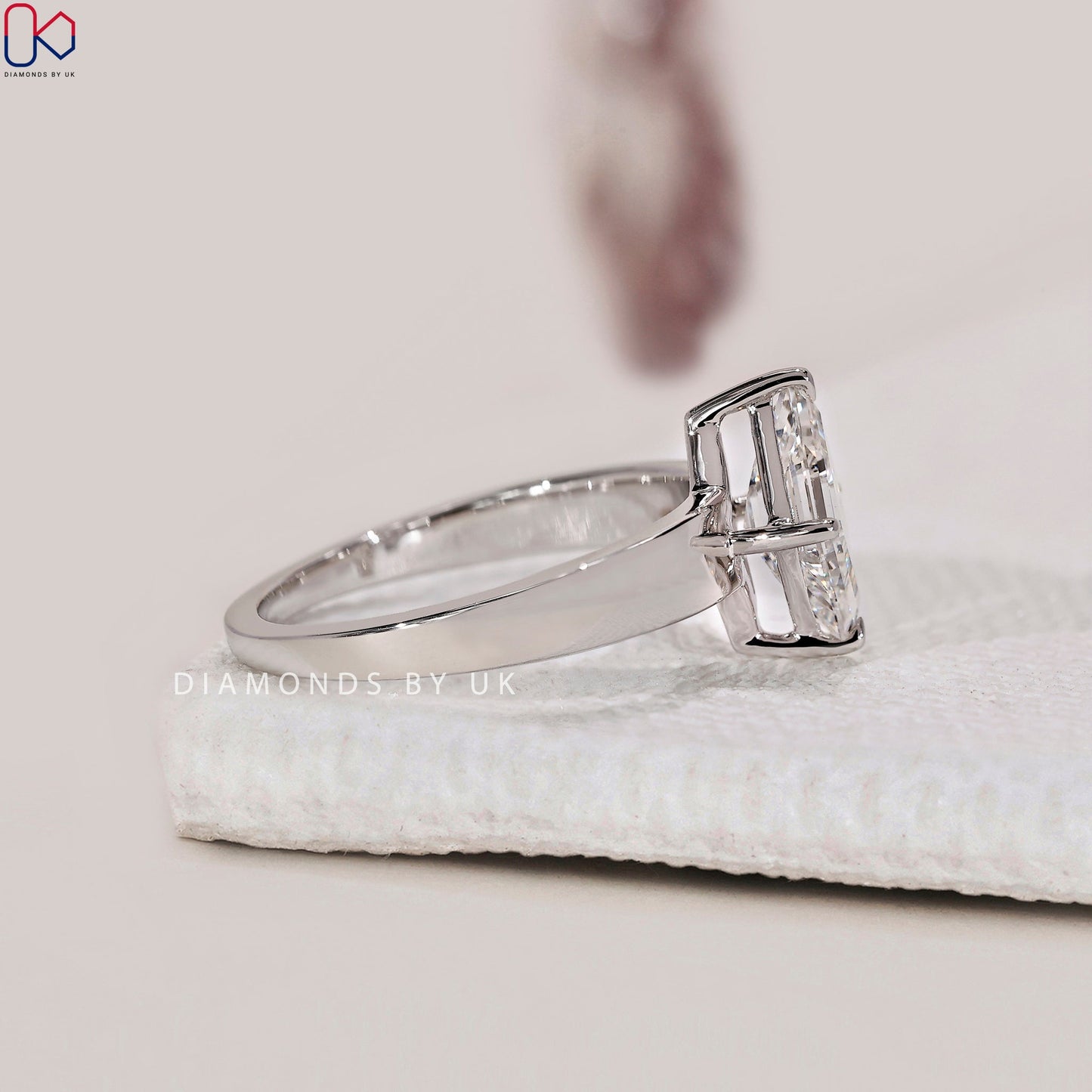 White Gold Lozenge Cut Diamond Ring