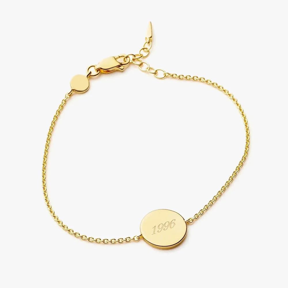 18K Gold Plated Vermeil Engravable Round Bracelet