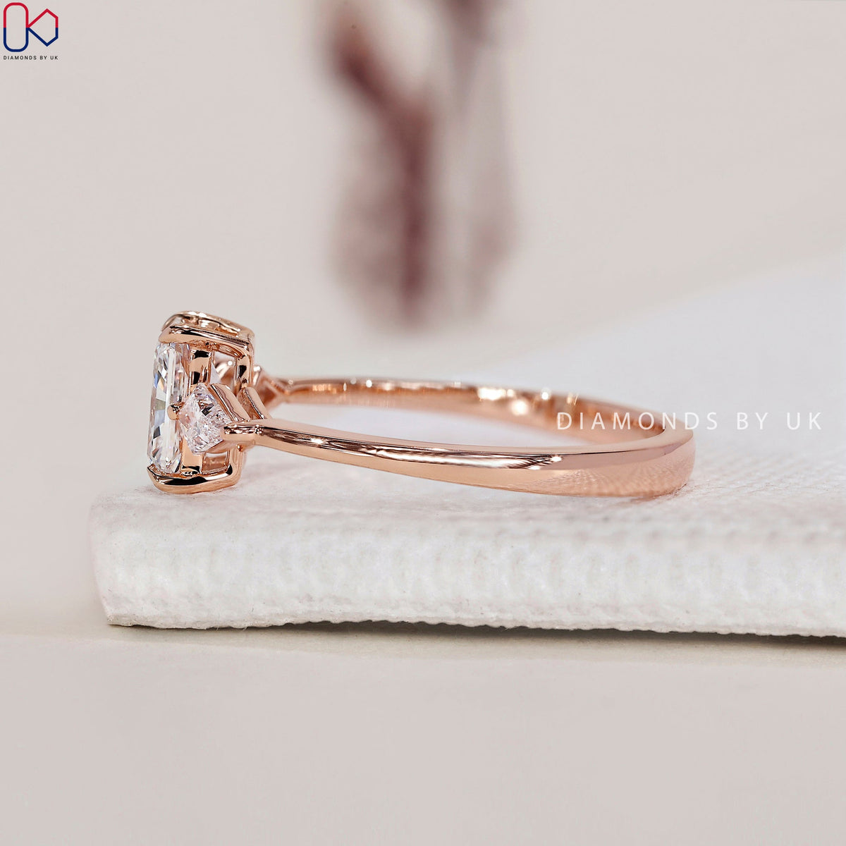 3 Stone Ring With Radiant and Kite Cut Diamonds