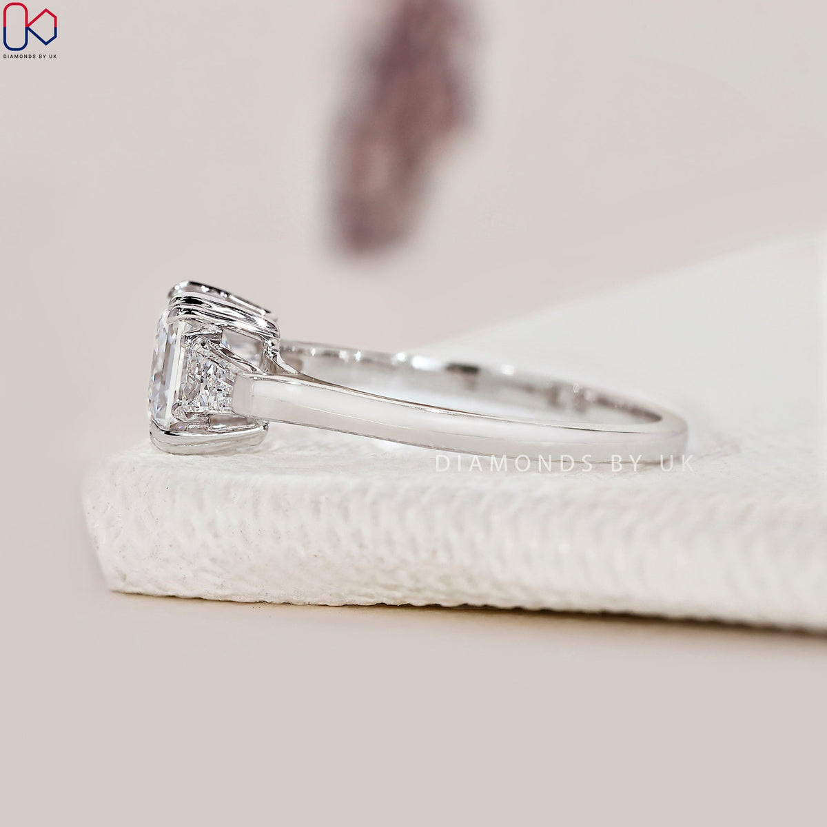 Asscher Cut Diamond Ring In White Gold
