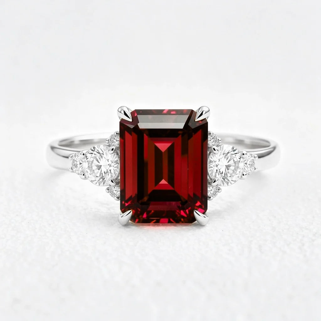 Scarlett’s Crimson | 2CT Emerald Cut Ruby Engagement Ring