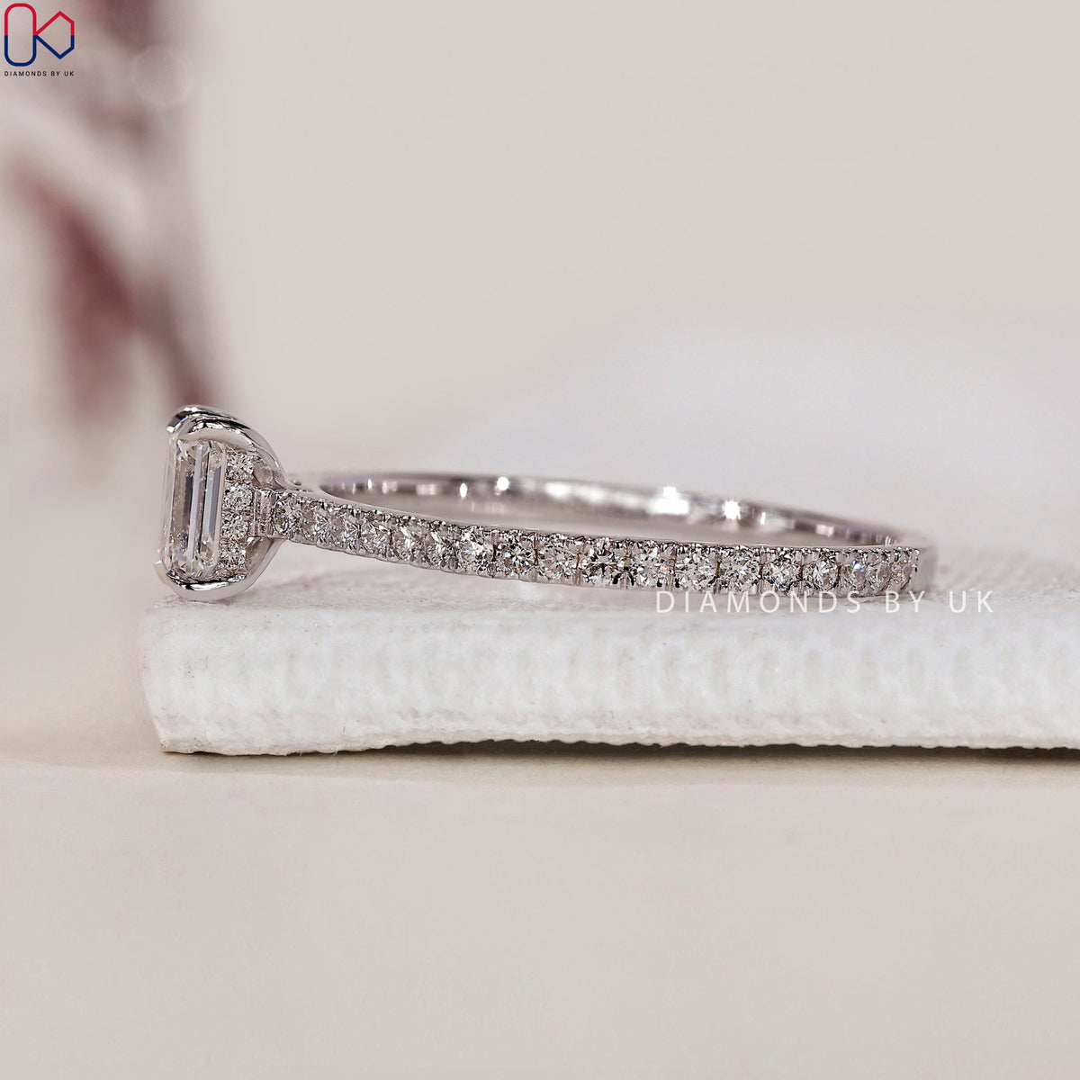 Emerald Cut Engagement Ring - Hidden Halo