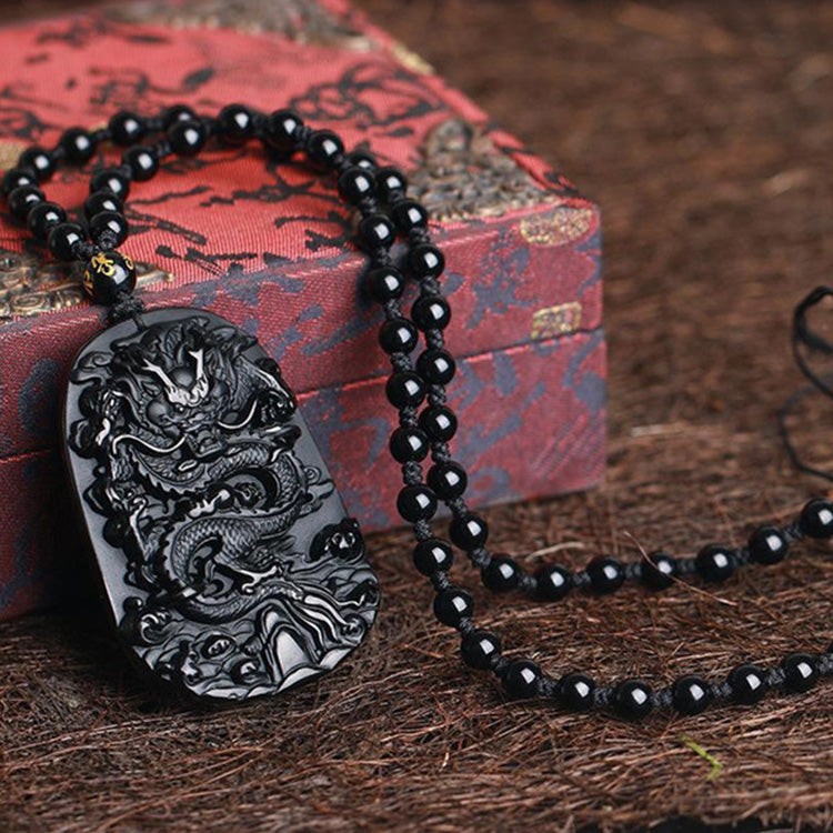 Obsidian Dragon Success Necklace