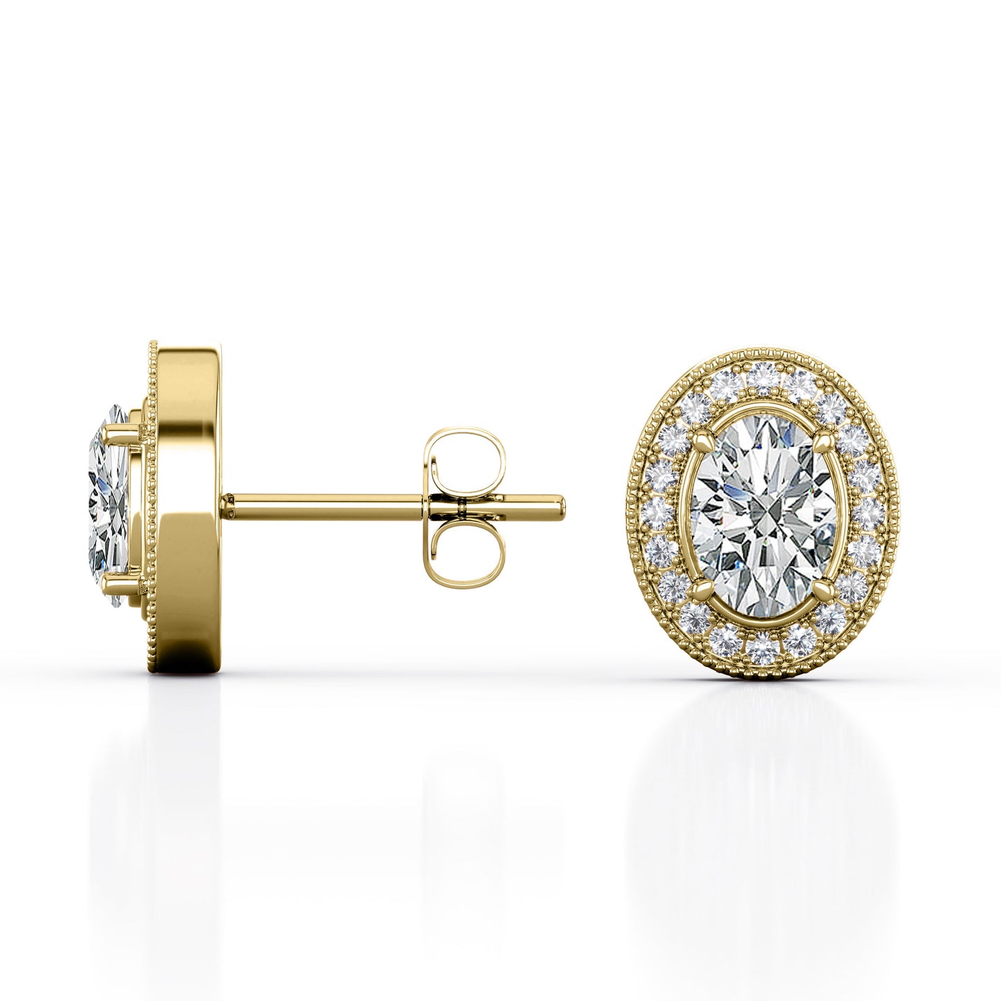 Milgrain Set Moissanite and Diamond Stud Earrings