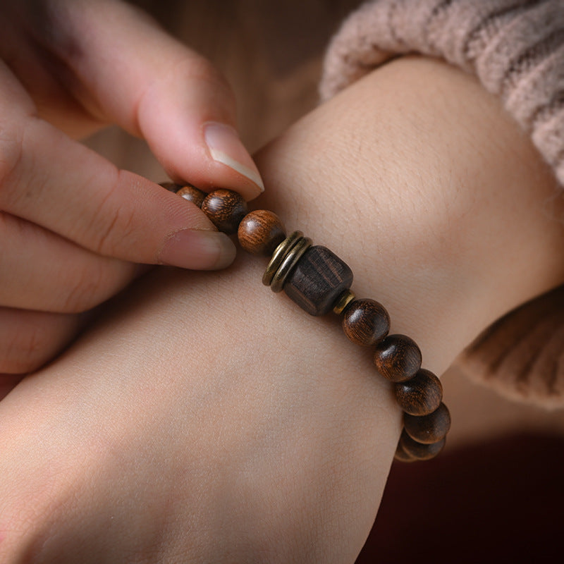Gold Silk Sandalwood Mala Beads Buddhist Bracelet