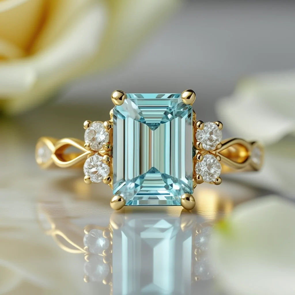 Elara‘s Luminance | 1CT Emerald Cut Diamond Engagement Ring