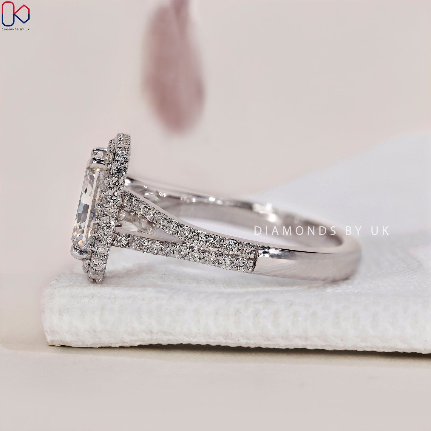 Radiant Cut Diamond Ring – Split Shank Pave Design