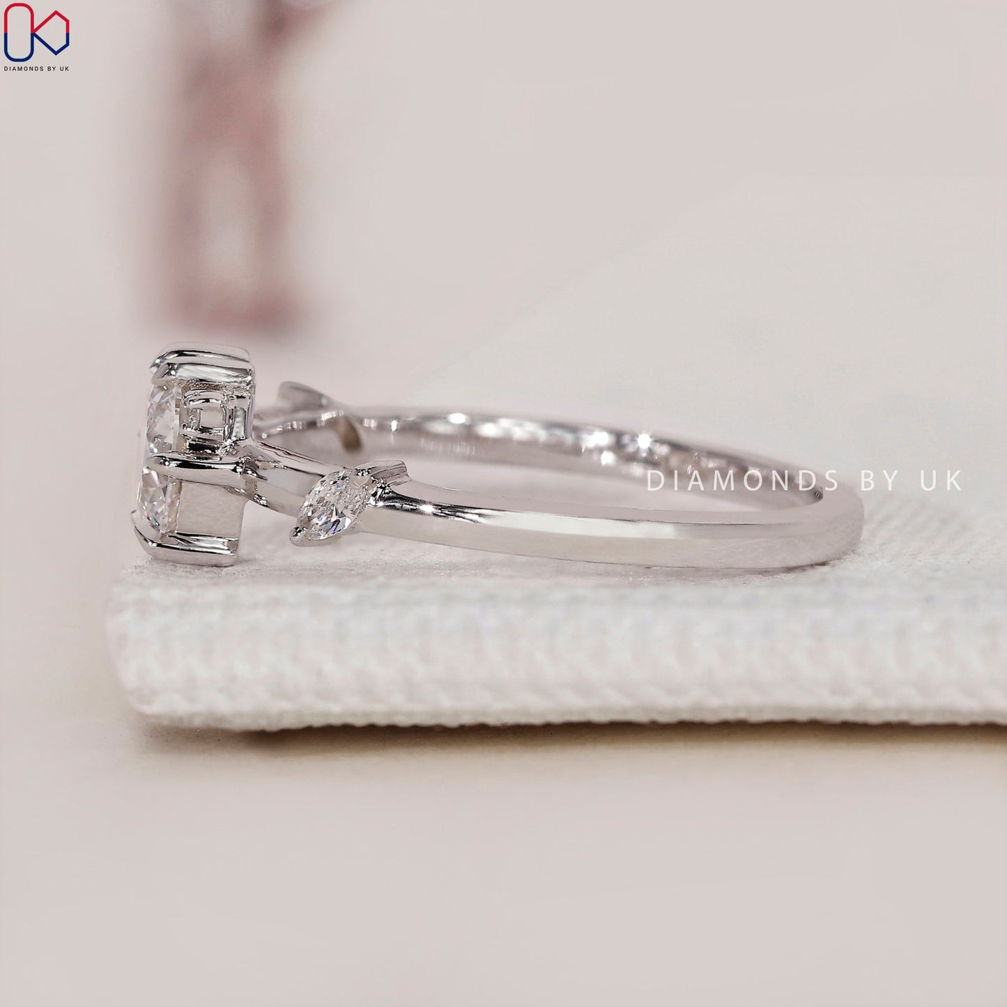 Diamond Cluster Engagement Ring - Marquise and Round