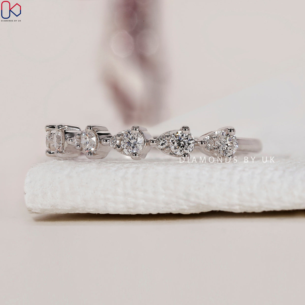 Half Eternity Wedding Band – Pear Shaped Outline