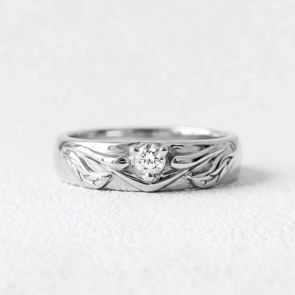 Ivy’s Spark | Diamond Leaf Wedding Band