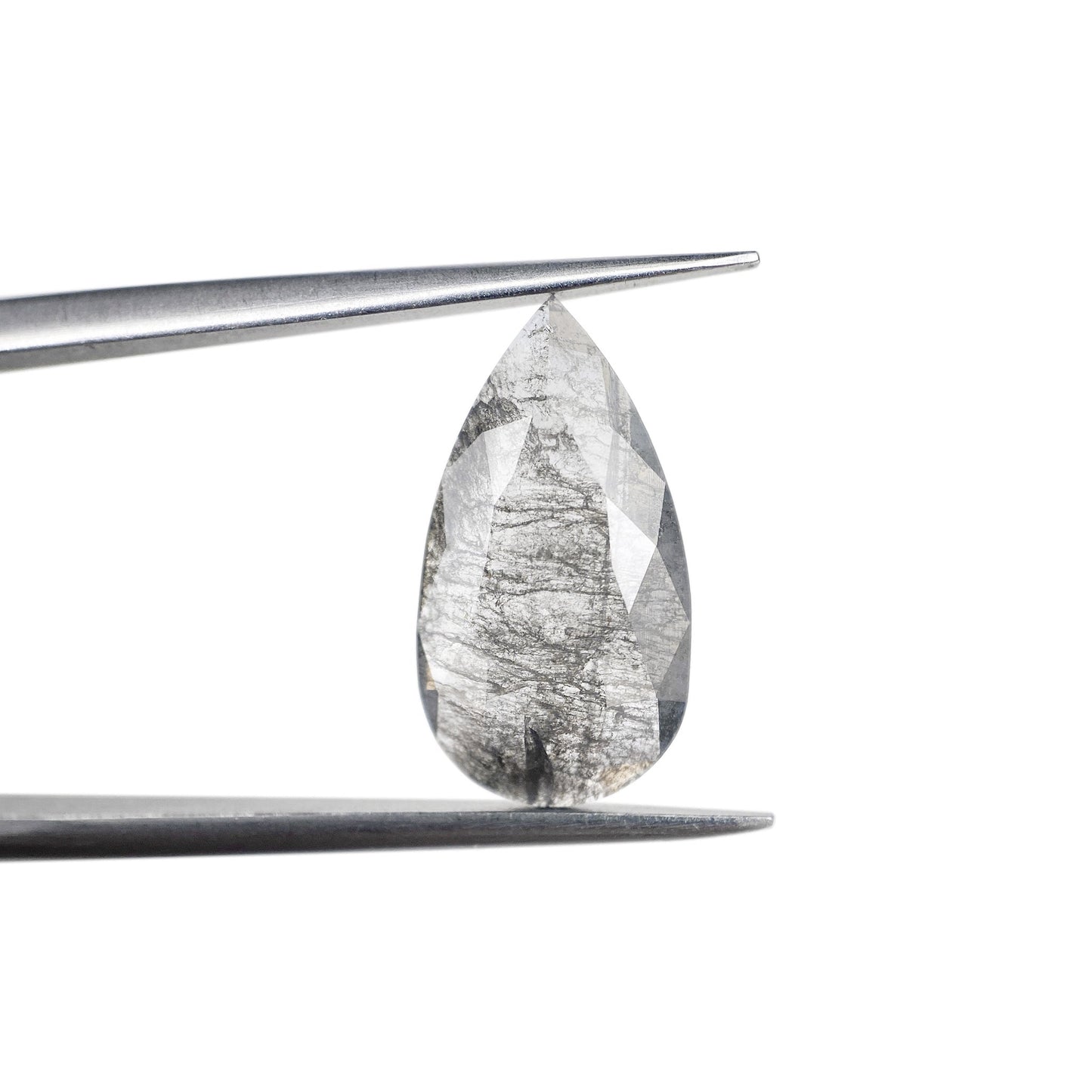2.53ct | Salt & Pepper Pear Shape Rose Cut Diamond