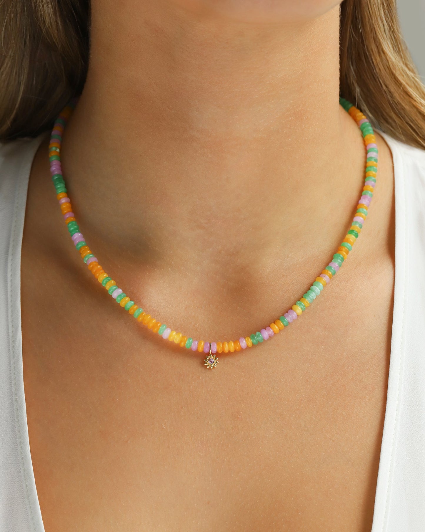 Daisy Charm Beaded Necklace