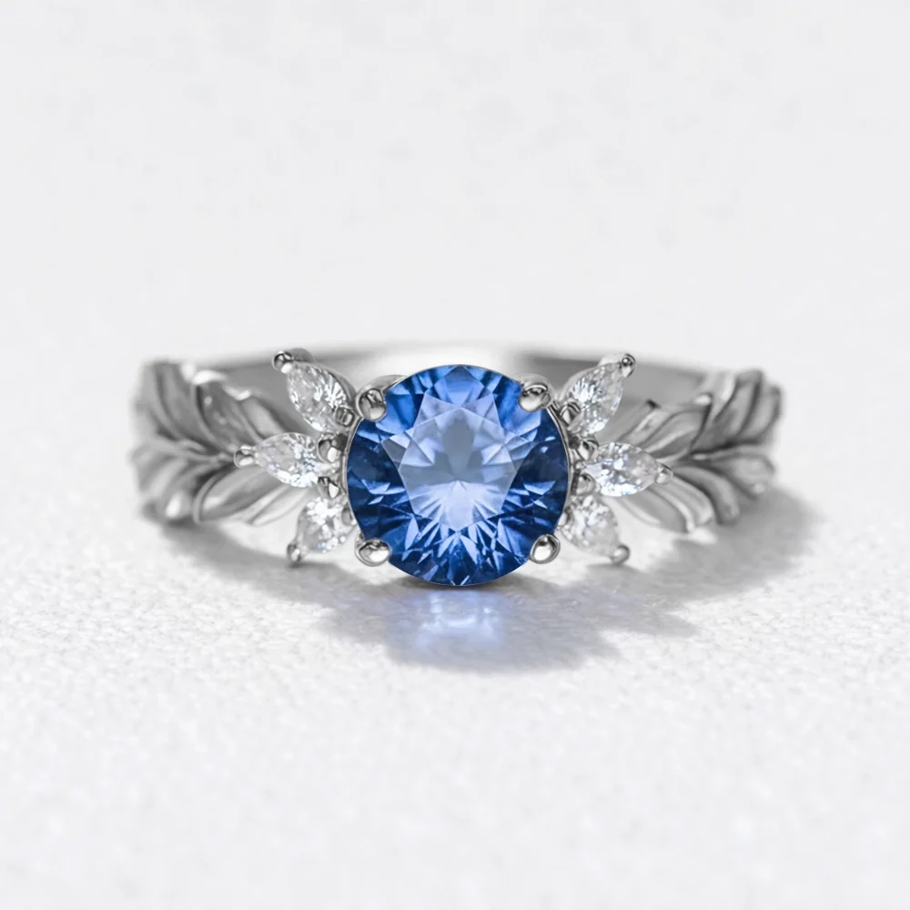 Stella‘s Folio | Blue Sapphire & Diamond Vine Engagement Ring