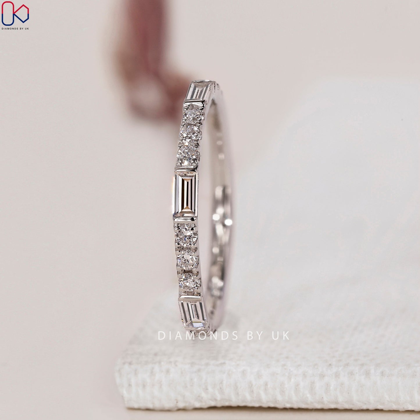 Half Eternity Baguette And Round Wedding Band