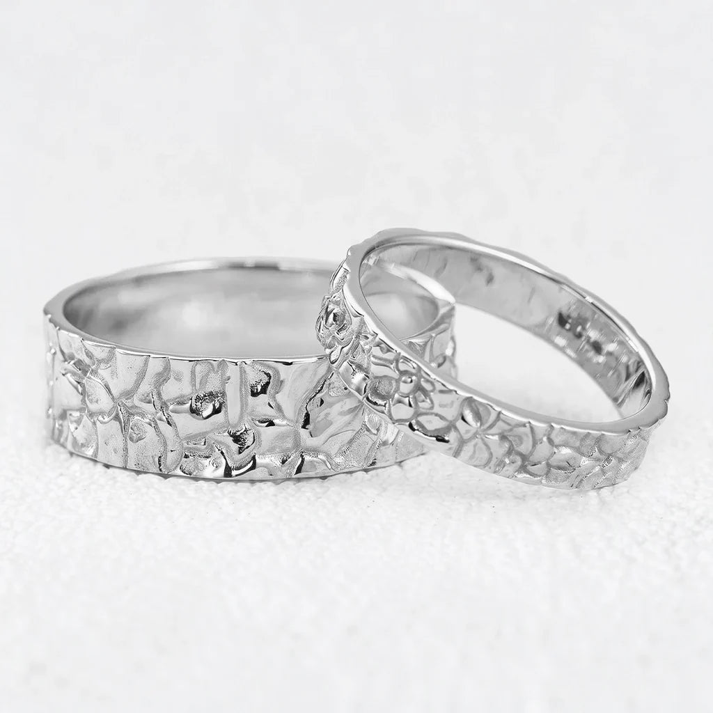 Genevieve‘s Bedrock | Stone Textured Wedding Band Duo