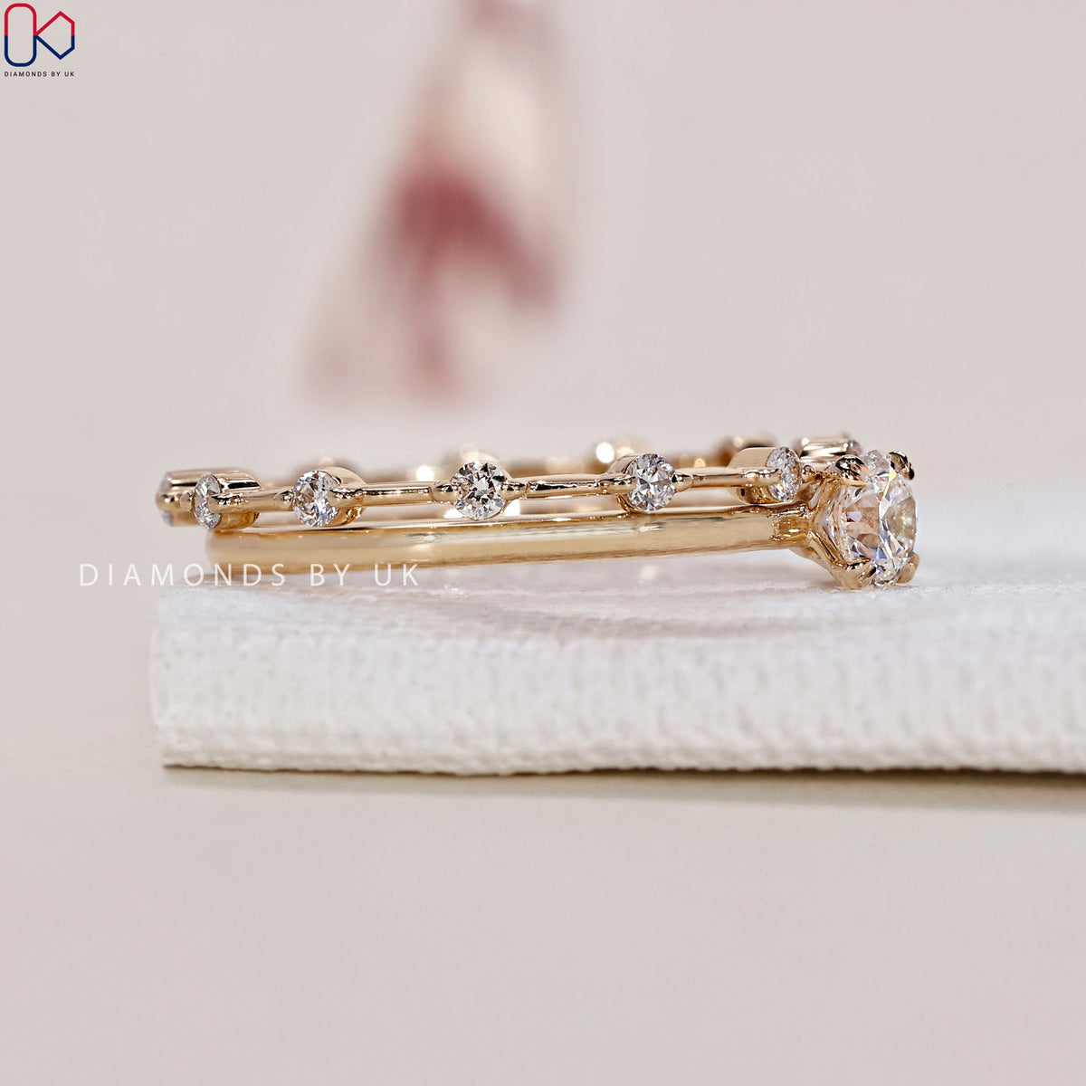 Round Cut Diamond Ring And Eternity Band