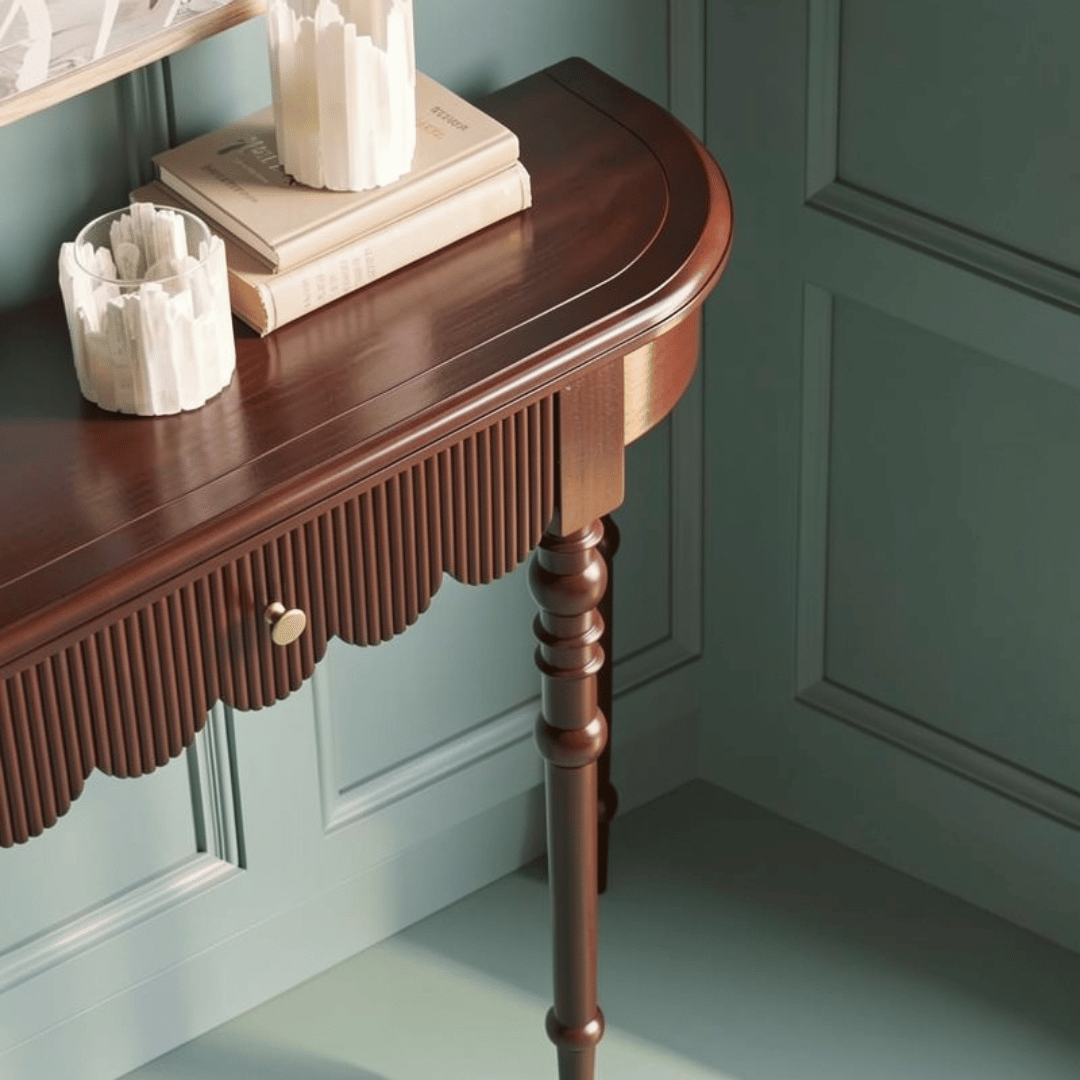 Semicircular Solid Wood Entryway Console Table