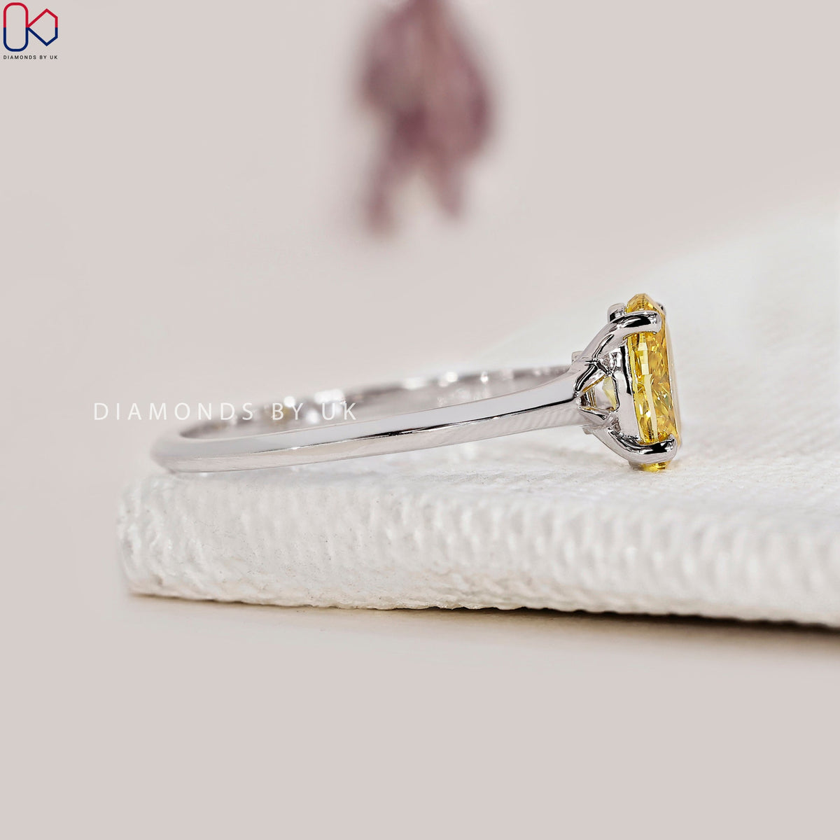 Oval Cut Yellow Diamond Engagement Ring