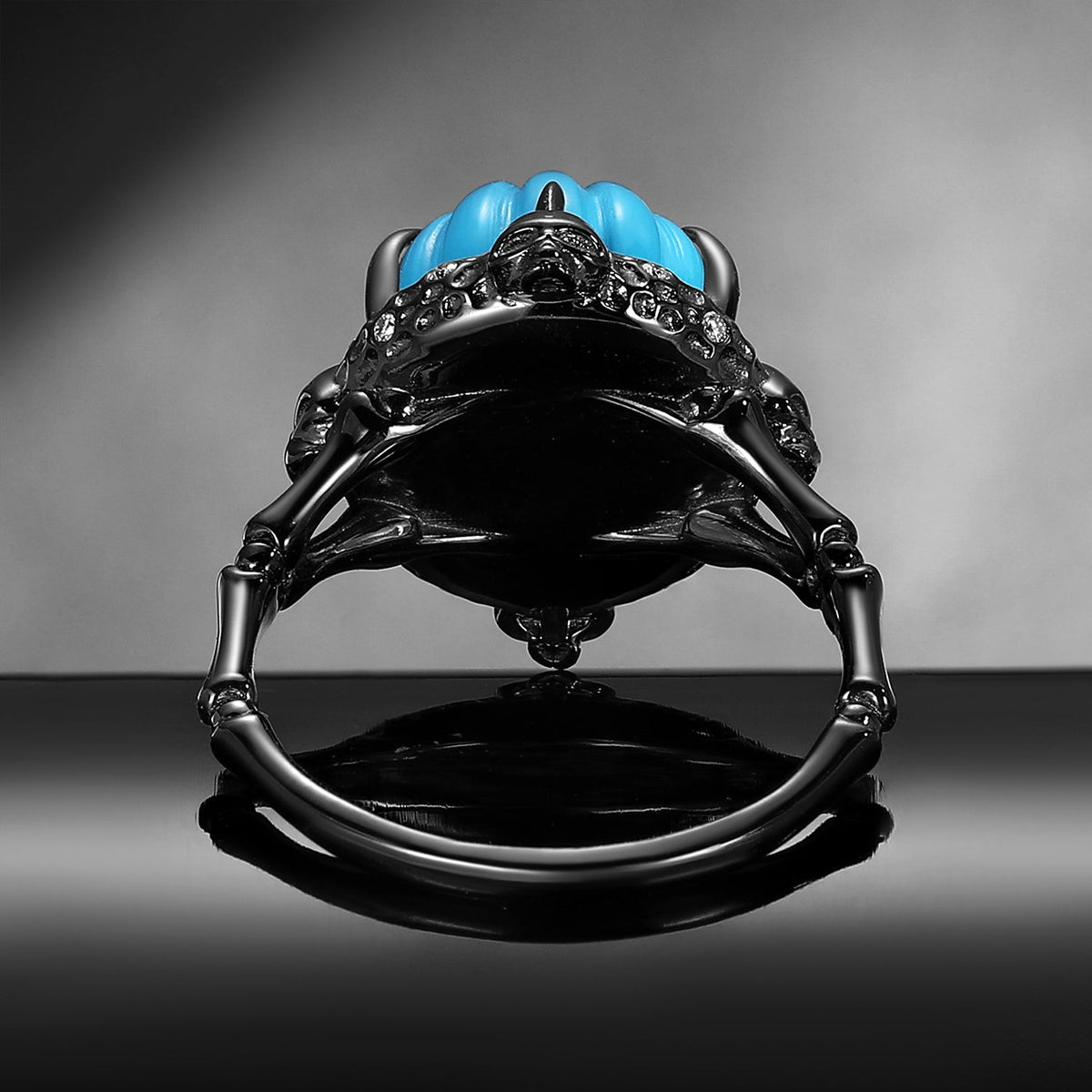 Unique Pumpkin Shaped Turquoise Halloween Gothic Engagement Ring - The Wicked Pumpkin
