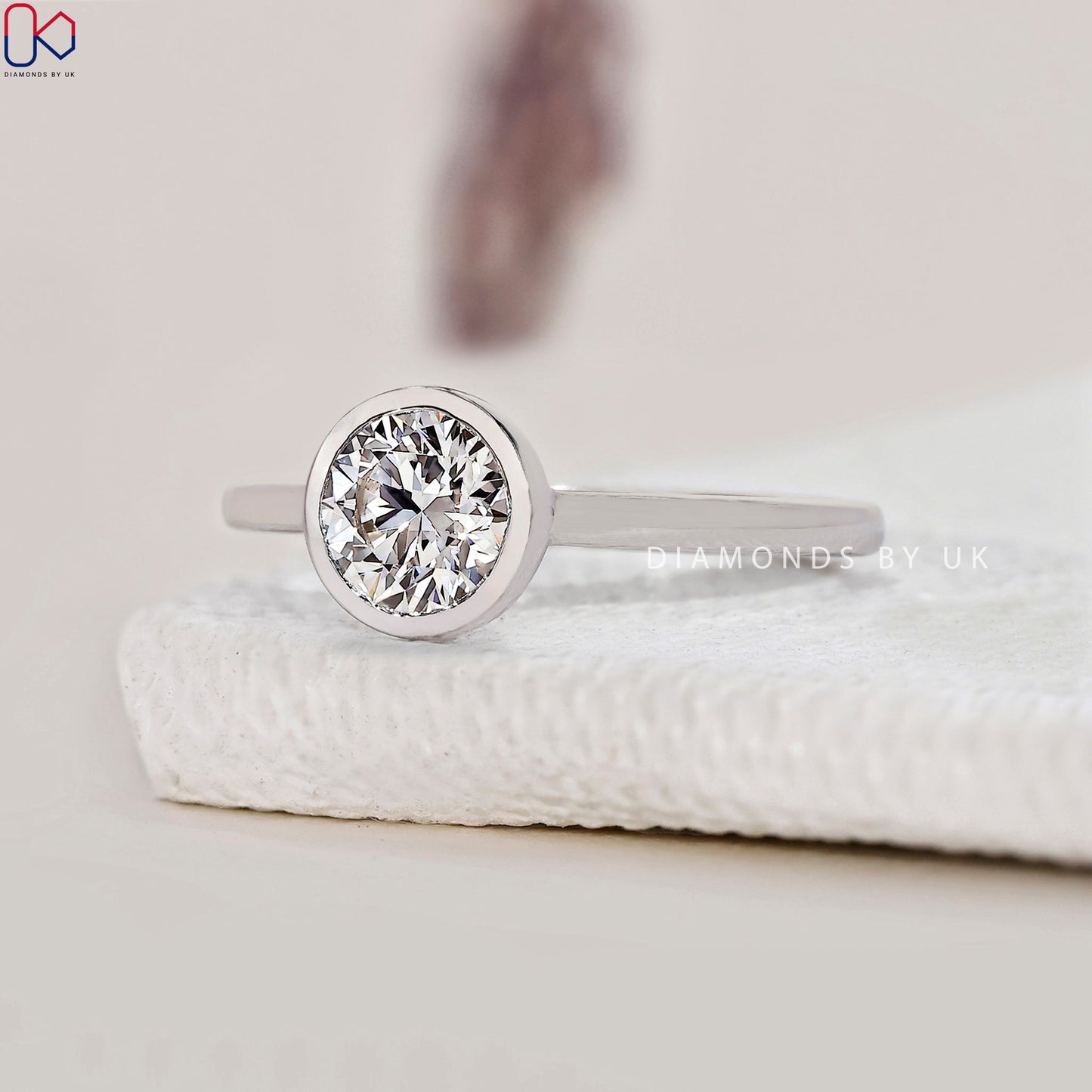Round Diamond Bezel Set Engagement Ring