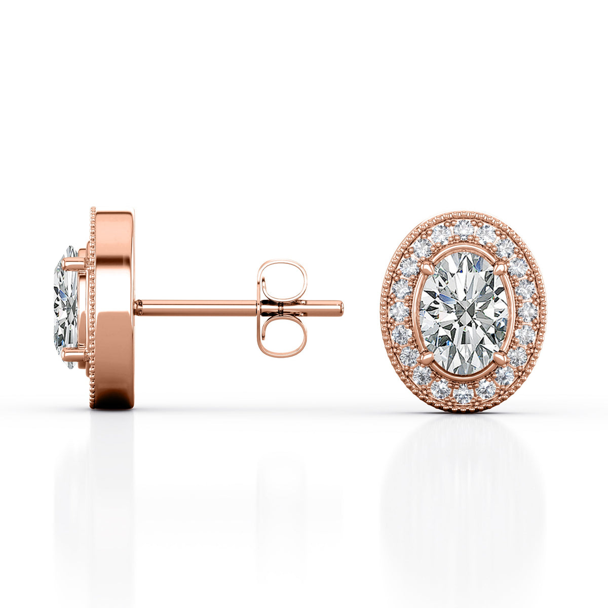 Milgrain Set Moissanite and Diamond Stud Earrings