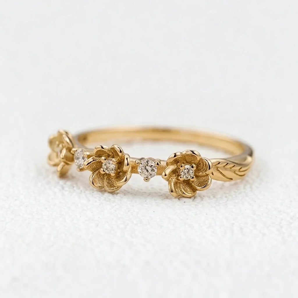 Flora’s Trio | Three Flower Diamond Wedding Band