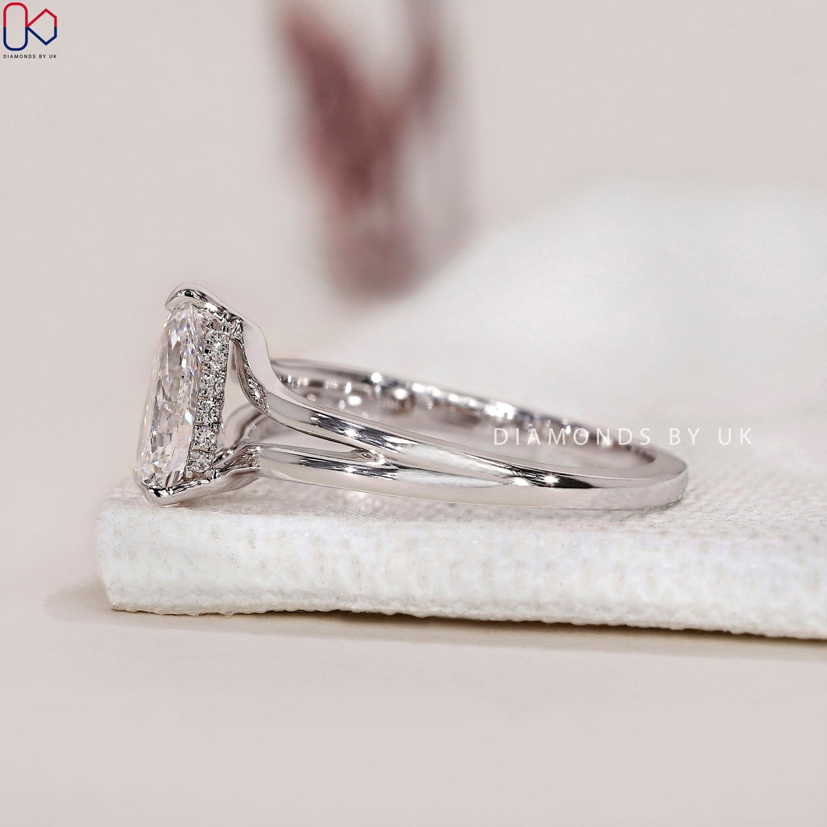 Pear Shape Diamond Ring - Split Shank