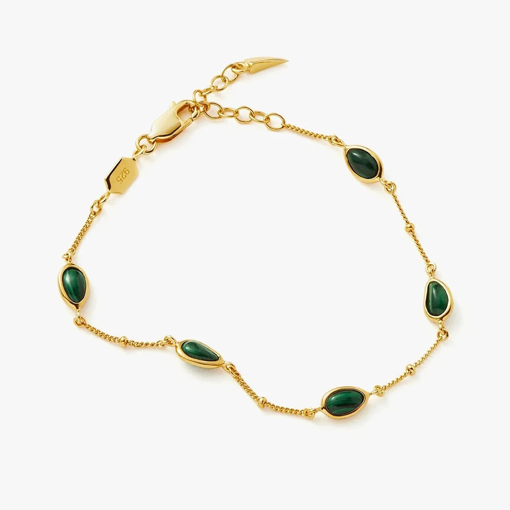 18K Gold Vermeil Magma Gemstone Charm Bracelet