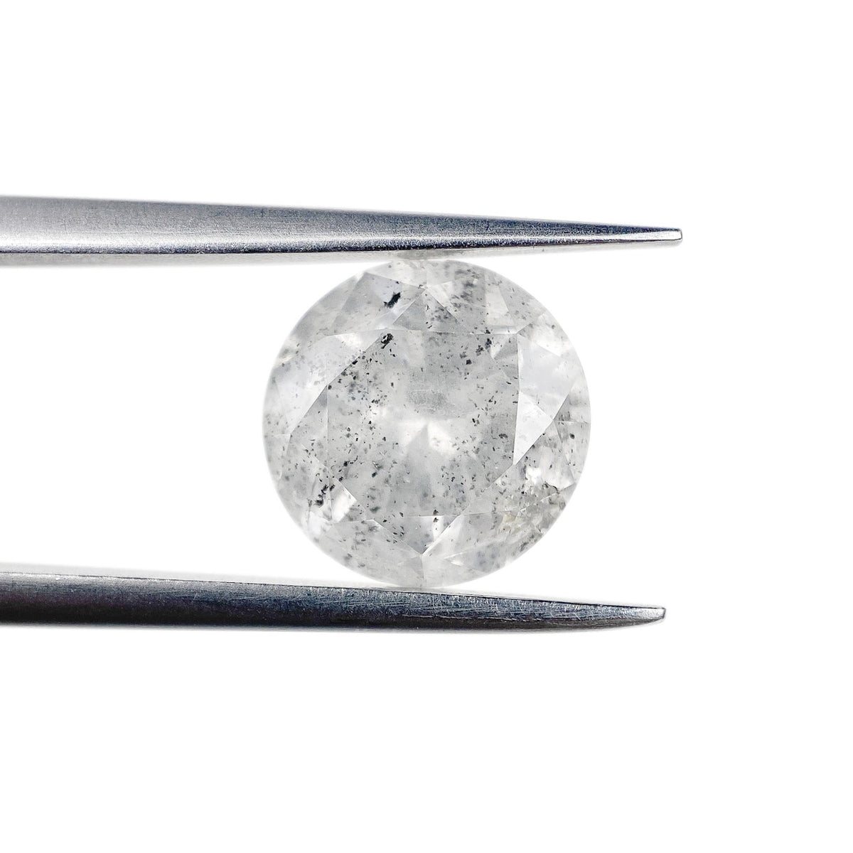 2.98ct | Salt & Pepper Round Shape Brilliant Cut Diamond