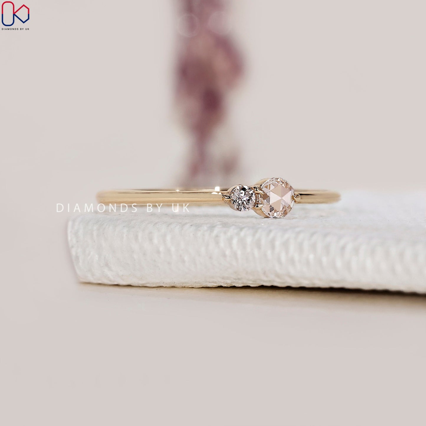 Round Rose Cut Two Stone Ring