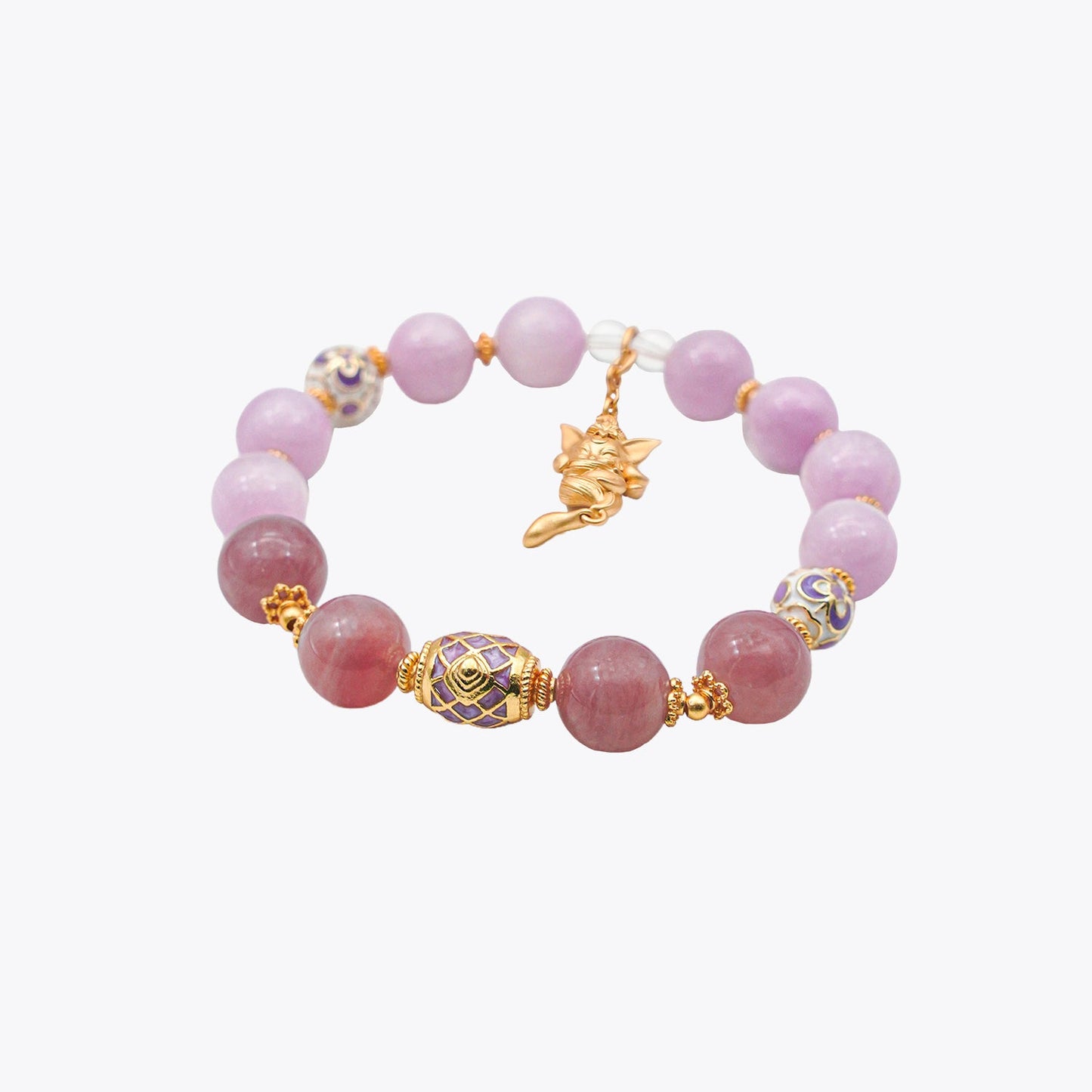 Golden Celestial Fox · Heart Moon Crystal Bracelet
