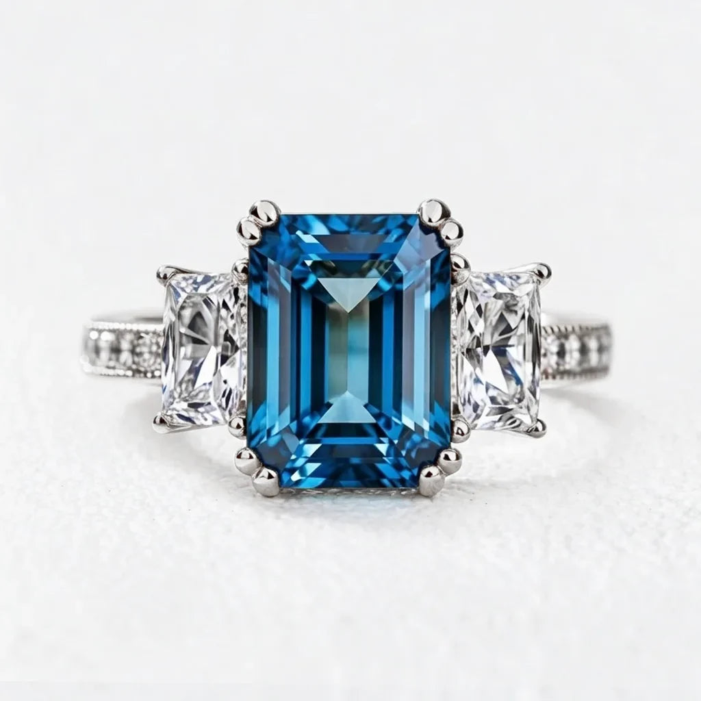 Cleo’s Legacy | 3CT Royal Blue Baguette Sapphire Engagement Ring