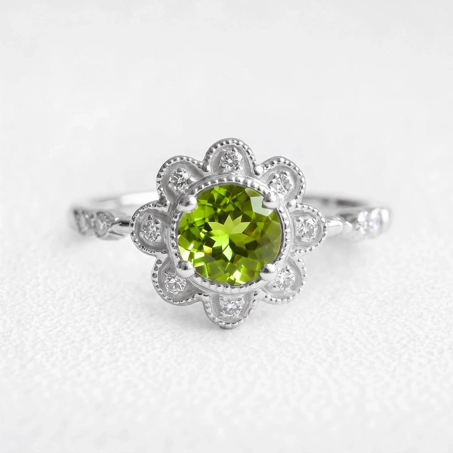 Isadora’s Jardin | Round Green Sapphire Engagement Ring