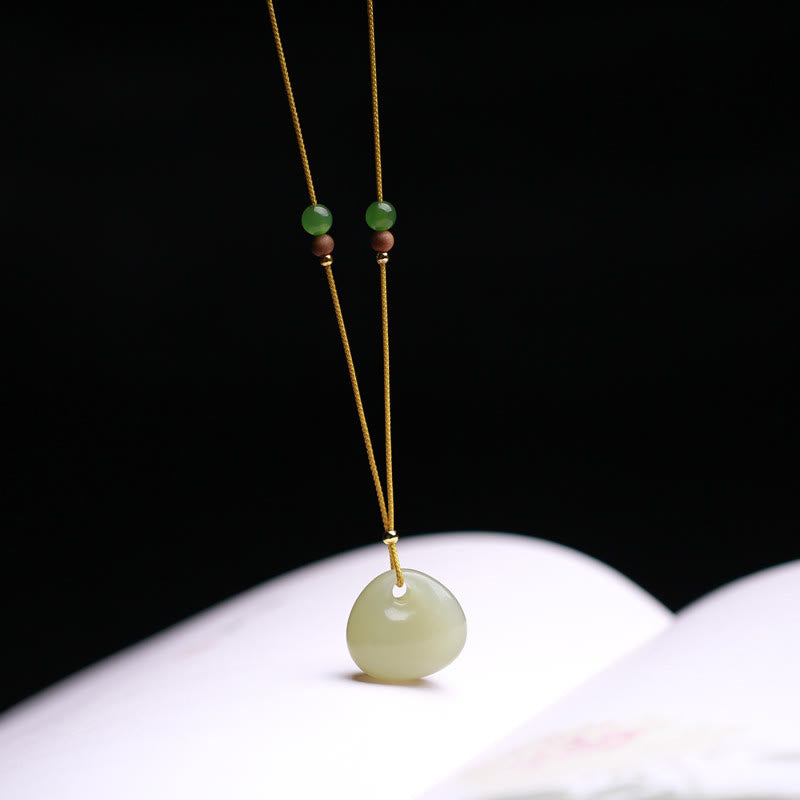 Fortune Jewel Natural Hetian Jade Small Bag Pattern Prosperity String Necklace Pendant