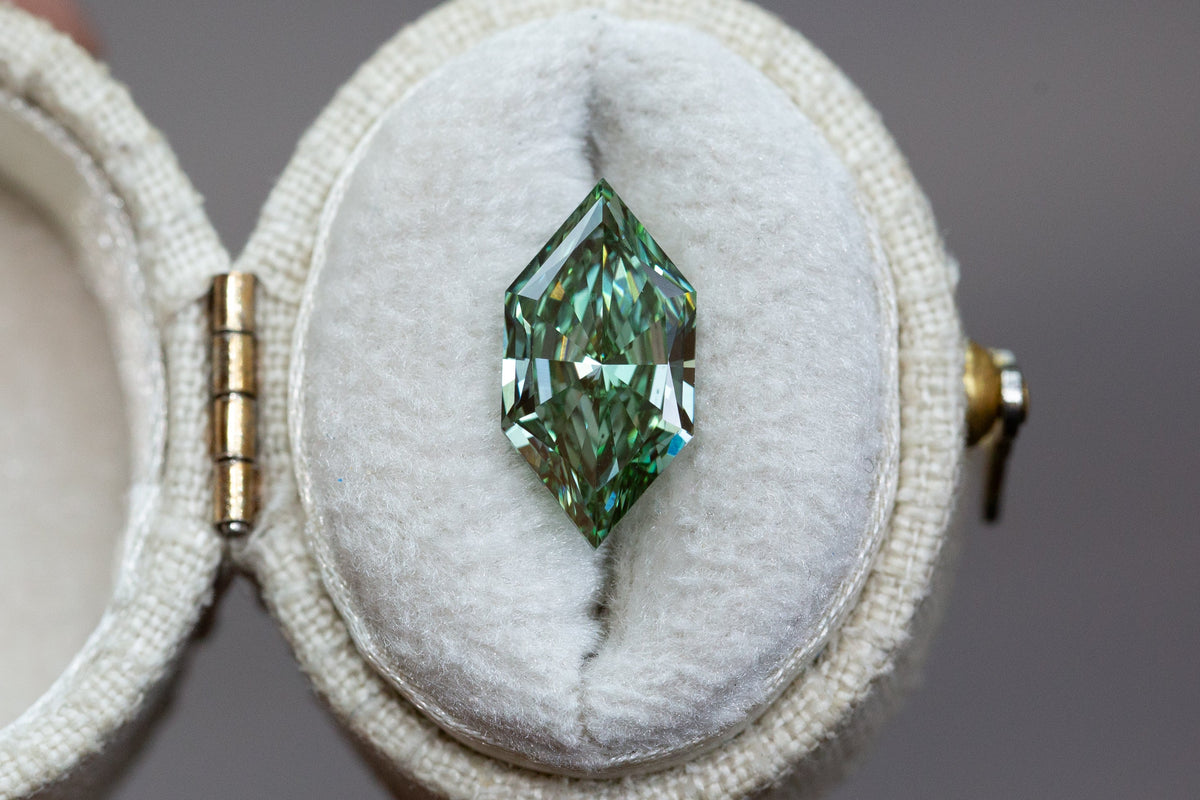 3.00ct Fancy Vivid Green Elongated Hexagon Lab Diamond, VS1