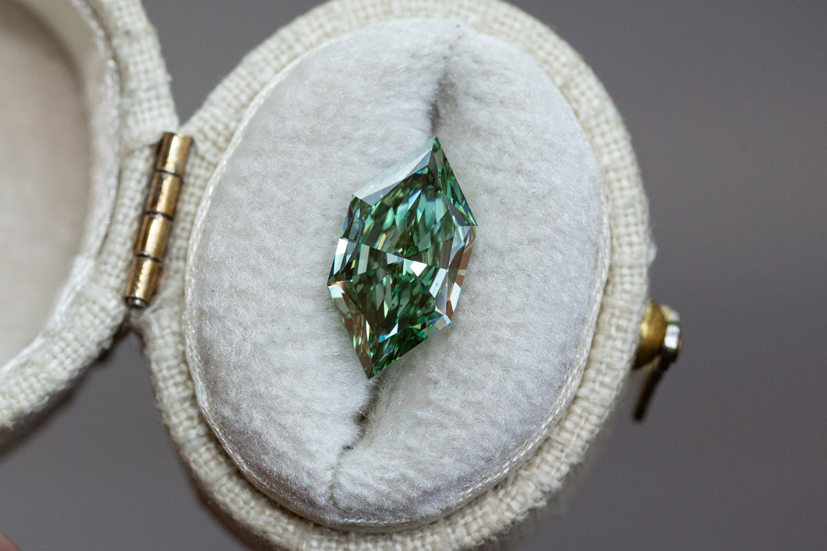 3.00ct Fancy Vivid Green Elongated Hexagon Lab Diamond, VS1