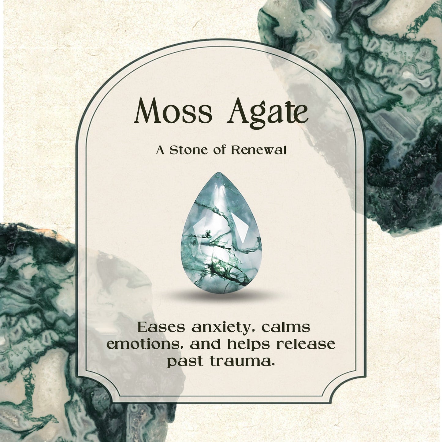 Radiant Fairy Pear Cut Moss Agate Leafy Bridal Set 2pcs - Liliosa