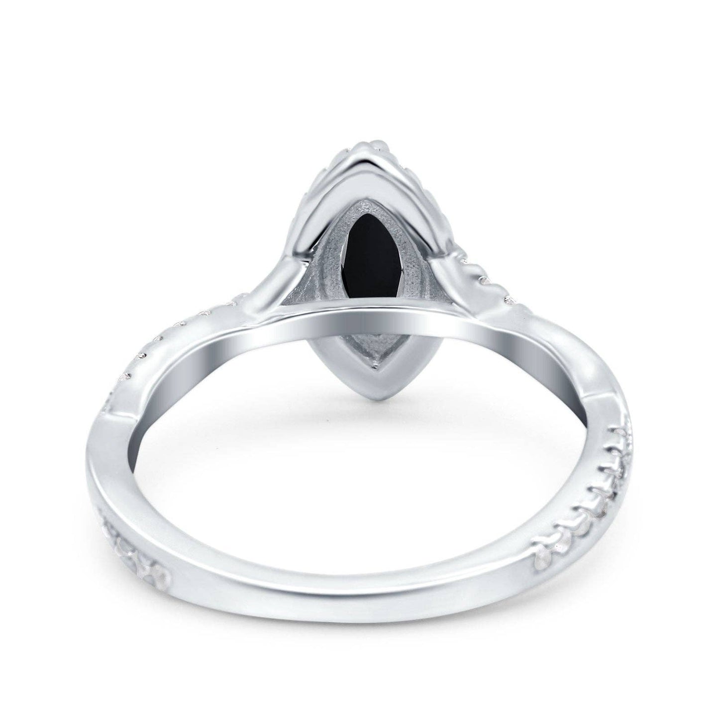 Infinity Twist Marquise Vintage Wedding Ring Simulated Black CZ: Simulated Black CZ /size L