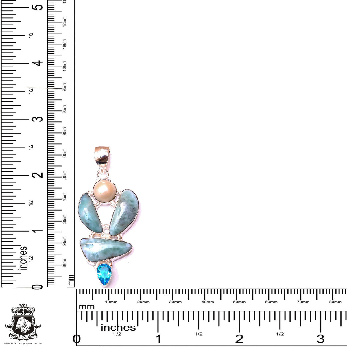 Caribbean Larimar Pendant & 3MM Italian Chain P9892